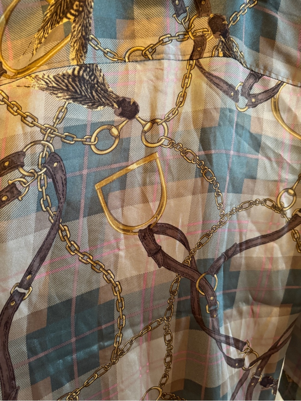NWT Lauren Ralph Lauren medium All-over equestrian print with belts and chains - Picture 9 of 12